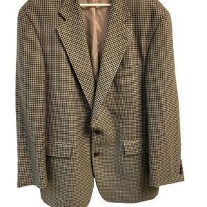 CHAPS Ralph Lauren Mens Wool Brown Houndstooth Sports Jacket Size 46T‎